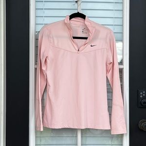 Light Pink One Half Zip Running Nike Pro Top- Dri-Fit